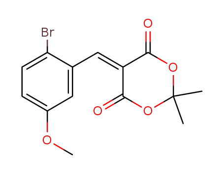 Molecular Structure of 1171119-65-5 (5-(2-bromo-5-methoxybenzylidene)-2,2-dimethyl-1,3-dioxane-4,6-dion)