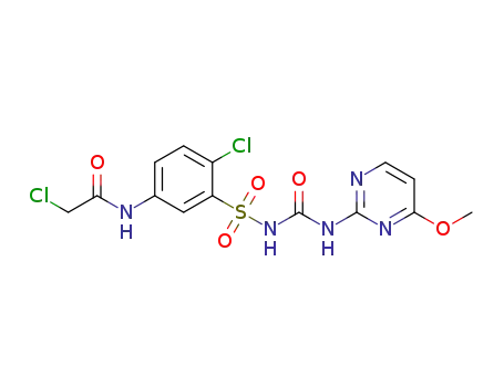 Molecular Structure of 1370347-33-3 (2-chloro-N-(4-chloro-3-(N-(4-methoxypyrimidin-2-ylcarbamoyl)sulfamoyl)phenyl)acetamide)
