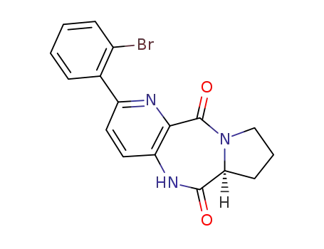 Molecular Structure of 1411774-42-9 ((S)-2-(2-bromophenyl)-6a,7,8,9-tetrahydro-5H-pyrido[3,2-e]pyrrolo[1,2-a][1,4]diazepine-6,11-dione)
