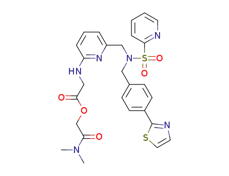 Molecular Structure of 1273387-10-2 ([2-(dimethylamino)-2-oxoethyl] (6-{(pyridin-2-ylsulfonyl)[4-(thiazol-2-yl)benzyl]-aminomethyl} pyridin-2-ylamino)acetate)