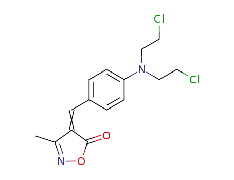 Molecular Structure of 10169-97-8 (4?(4?(bis(2?chloroethyl)amino)benzylidene)?3?methylisoxazol?5(4H)?one)