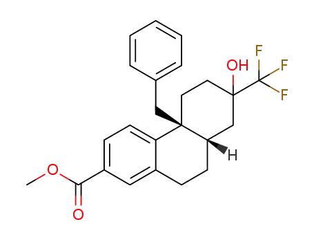 Molecular Structure of 1400926-33-1 ((4bS,8aS)-methyl 4b-benzyl-7-hydroxy-7-(trifluoromethyl)-4b,5,6,7,8,8a,9,10-octahydrophenanthrene-2-carboxylate)