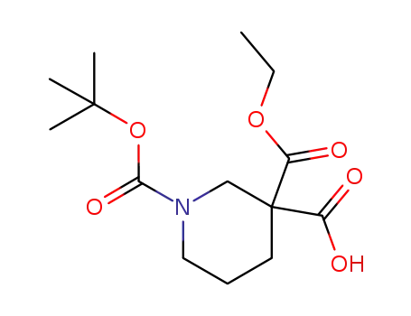 Molecular Structure of 1093214-91-5 (1-(tert-butoxycarbonyl)-3-(ethoxycarbonyl)piperidine-3-carboxylic acid)