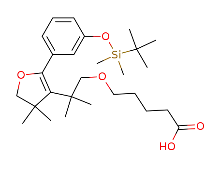 Molecular Structure of 594859-92-4 (5-(3-tert-butyldimethylsilyloxyphenyl)-4-(7-carboxy-1,1-dimethyl-3-oxaheptyl)-3,3-dimethyl-2,3-dihydrofuran)