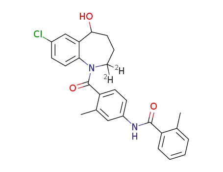 Molecular Structure of 1296212-19-5 (N-(4-(7-chloro-5-hydroxy-2,2-dideutero-3,4,5-trihydro-1H-benzo[b]azepine-1-carbonyl)-3-methylphenyl)-2-methylbenzamide)