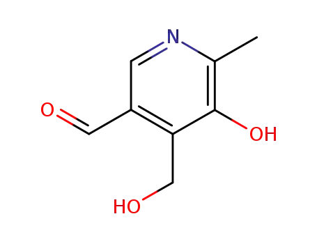 Molecular Structure of 6560-46-9 (5-hydroxy-4-(hydroxymethyl)-6-methyl-pyridine-3-carbaldehyde)
