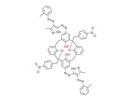 25,27-bis[(4-nitrobenzyloxy)-26,28-dihydroxy-5,17-bis[3'-methyl-4'-(2-methylphenylazo)-1'H-pyrazole-5'-ylazo]]calix[4]arene