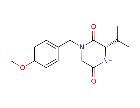Molecular Structure of 479681-20-4 (2,5-Piperazinedione, 1-[(4-methoxyphenyl)methyl]-3-(1-methylethyl)-,
(3S)-)