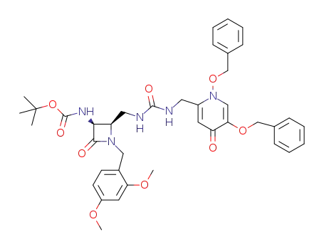 tert-butyl ((2R,3S)-2-((3-((1,5-bis-(benzyloxy)-4-oxo-1,4-dihydropyridin-2-yl)methyl)ureido)-methyl)-1-(2,4-dimethoxybenzyl)-4-oxoazetidin-3-yl)-carbamate