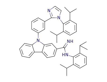 Molecular Structure of 1395093-44-3 (N-(2,6-diisopropylphenyl)-9-(3-(1-(2,6-diisopropylphenyl)-1H-imidazol-2-yl)phenyl)-9H-carbazole-2-carboximidamide)