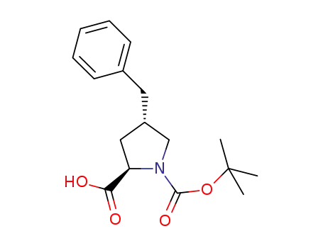 Molecular Structure of 1229439-64-8 ((2S,4R)-4-benzyl-1-(tert-butoxycarbonyl)pyrrolidine-2-carboxylic acid)