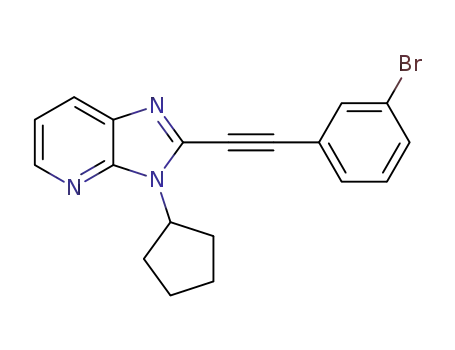Molecular Structure of 1397718-26-1 (2-(2-(3-bromophenyl)ethynyl)-3-cyclopentyl-3H-imidazo[4,5-b]pyridine)