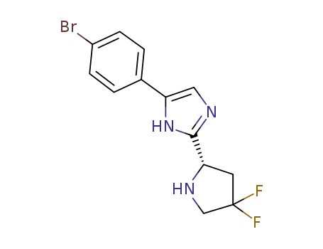 Molecular Structure of 1399843-29-8 ((S)-5-(4-bromophenyl)-2-(4,4-difluoropyrrolidin-2-yl)-1H-imidazole)