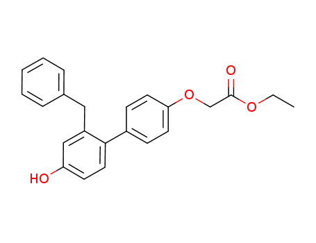 Molecular Structure of 1383790-68-8 (ethyl 2-((2'-benzyl-4'-hydroxy-[1,1'-biphenyl]-4-yl)oxy)acetate)