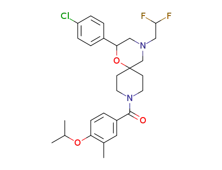 (2-(4-chlorophenyl)-4-(2,2-difluoroethyl)-1-oxa-4,9-diazaspiro[5.5]undecan-9-yl)(4-isopropoxy-3-methylphenyl)methanone