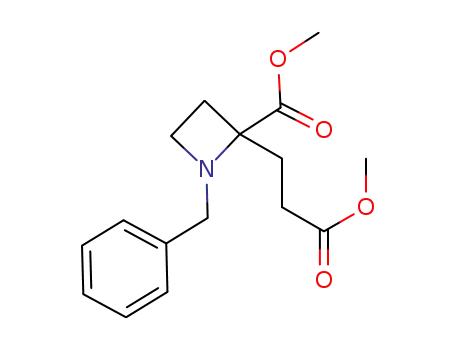 Molecular Structure of 1353160-88-9 (2-Azetidinepropanoic acid, 2-(Methoxycarbonyl)-1-(phenylMethyl)-, Methyl ester)