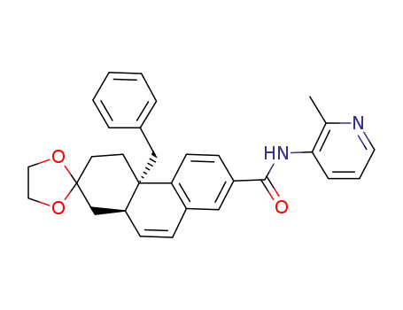 Molecular Structure of 1400926-97-7 ((4a'S,10a'R)-4a'-benzyl-N-(2-methylpyridin-3-yl)-3',4',4a',10a'-tetrahydro-1'H-spiro[[1,3]dioxolane-2,2'-phenanthrene]-7'-carboxamide)