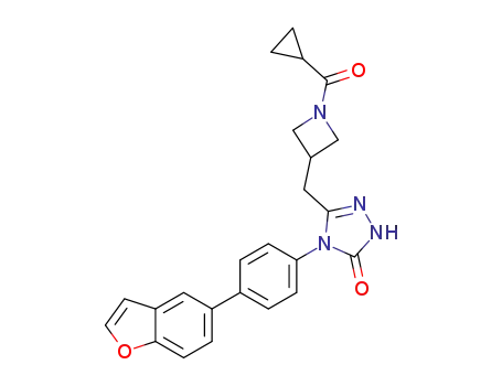 Molecular Structure of 1332331-78-8 (4-[4-(1-benzofuran-5-yl)phenyl]-5-{[1-(cyclopropylcarbonyl)-3-azetidinyl]methyl}-2,4-dihydro-3H-1,2,4-triazol-3-one)