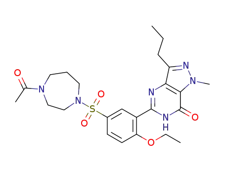 Molecular Structure of 1352238-21-1 (5-(5-(4-acetyl-1,4-diazepan-1-ylsulfonyl)-2-ethoxyphenyl)-1-methyl-3-propyl-1H-pyrazolo[4,3-d]pyrimidin-7(6H)-one)