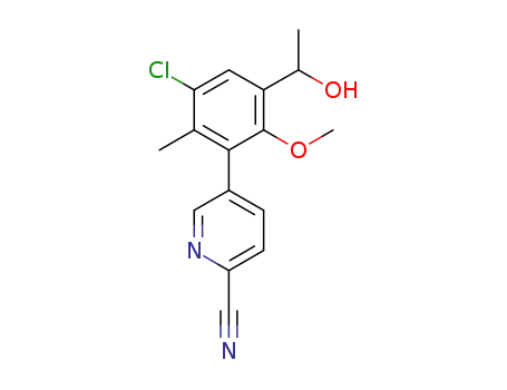 Molecular Structure of 1426699-27-5 (5-[3-chloro-5-(1-hydroxyethyl)-6-methoxy-2-methylphenyl]pyridine-2-carbonitrile)