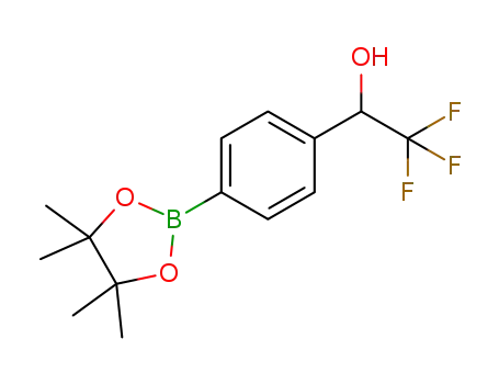 Molecular Structure of 1426082-73-6 (2,2,2-trifluoro-1-[4-(4,4,5,5-tetramethyl-[1,3,2]dioxaborolan-2-yl)-phenyl]-ethanol)