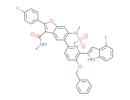 5-(5-(benzyloxy)-6-(4-fluoro-1H-indol-2-yl)pyridin-2-yl)-2-(4-fluorophenyl)-N-methyl-6-(N-methylmethylsulfonamido)benzofuran-3-carboxamide