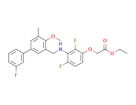 Molecular Structure of 1427407-45-1 (ethyl 2-[2,4-difluoro-3-[[5-(3-fluorophenyl)-2-methoxy-3-methyl-phenyl]methylamino]phenoxy]acetate)
