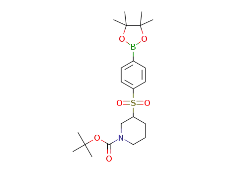 Molecular Structure of 1427750-91-1 (tert-butyl 3-[4-(4,4,5,5-tetramethyl-1,3,2-dioxaborolan-2-yl)phenyl]sulfonylpiperidine-1-carboxylate)