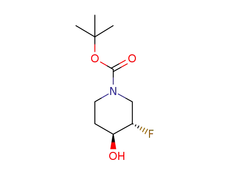 Molecular Structure of 1174020-44-0 (tert-butyl (3S,4S)-3-fluoro-4-hydroxypiperidine-1-carboxylate)