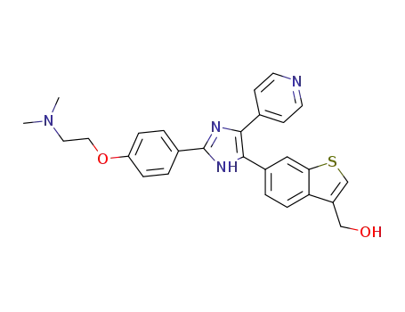 Molecular Structure of 1426082-14-5 ((6-{2-[4-(2-dimethylamino-ethoxy)-phenyl]-5-pyridin-4-yl-3H-imidazol-4-yl}-benzo[b]thiophen-3-yl)-methanol)