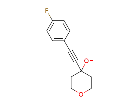 Molecular Structure of 1435770-32-3 (4-((4-fluorophenyl)ethynyl)tetrahydro-2H-pyran-4-ol)