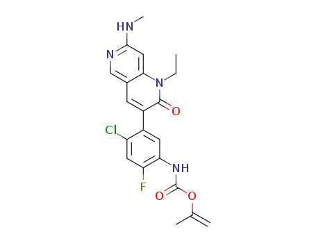 Molecular Structure of 1442471-03-5 (prop-1-en-2-yl (4-chloro-5-(1-ethyl-7-(methylamino)-2-oxo-1,2-dihydro-1,6-naphthyridin-3-yl)-2-fluorophenyl)carbamate)