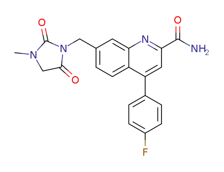 4-(4-fluorophenyl)-7-[(3-methyl-2,5-dioxoimidazolidin-1-yl)methyl]quinoline-2-carboxamide