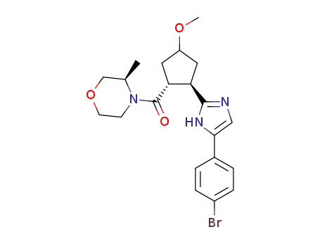 Molecular Structure of 1445590-87-3 (((1R,2R)-2-(5-(4-bromophenyl)-1H-imidazol-2-yl)-4-methoxycyclopentyl)((R)-3-methylmorpholino)methanone)