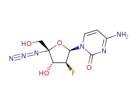 Molecular Structure of 1011529-10-4 (4'-C-azido-2'-deoxy-2'-fluoro-beta-D-arabinocytidine)
