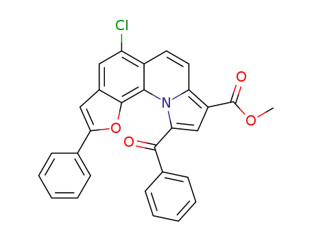 Molecular Structure of 1436841-33-6 (10-benzoyl-5-chloro-2-phenyl-1-oxa-10a-aza-dicyclopenta[a,h]naphthalene-8-carboxylic acid methyl ester)