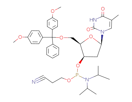 1-<2'-deoxy-5'-O-(4,4'-dimethoxytriphenylmethyl)-β-D-threo-pentafuranosyl>thymine 3'-<(2-cyanoethyl) N,N-diisopropylphosphoramidite>