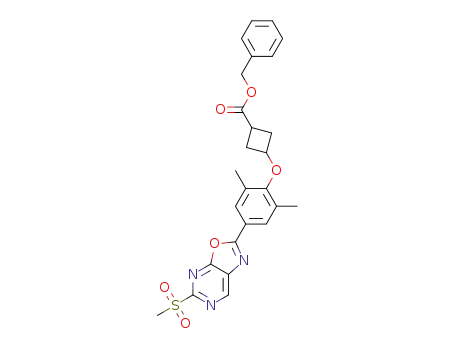 Molecular Structure of 1417617-96-9 (benzyl 3-[4-(5-methanesulfonyloxazolo[5,4-d]pyrimidin-2-yl)-2,6-dimethylphenoxy]cyclobutanecarboxylate)