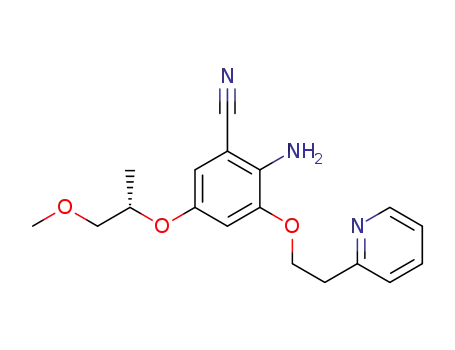 Molecular Structure of 1093966-84-7 (2-amino-5-[(1S)-2-methoxy-1-methylethoxy]-3-(2-pyridin-2-ylethoxy)benzonitrile)