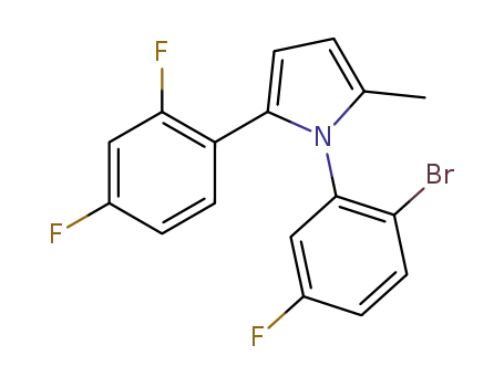 Molecular Structure of 1445874-22-5 (1-(2-bromo-5-fluorophenyl)-2-(2,4-difluorophenyl)-5-methyl-1H-pyrrole)
