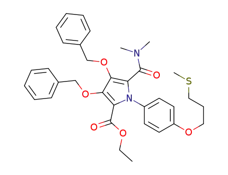 Molecular Structure of 1443300-52-4 (ethyl 3,4-bis(benzyloxy)-5-(dimethylcarbamoyl)-1-(4-(3-(methylthio)propoxy)phenyl)-1H-pyrrole-2-carboxylate)