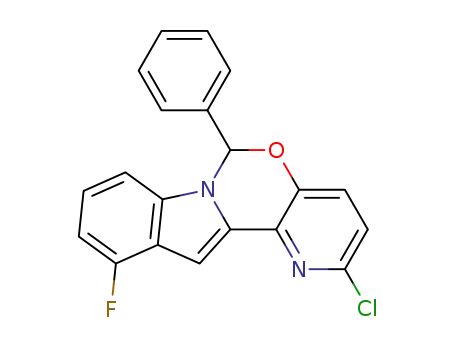 Molecular Structure of 1427034-54-5 (2-chloro-11-fluoro-6-phenyl-6H-pyrido[2',3':5,6][1,3]oxazino[3,4-a]indole)