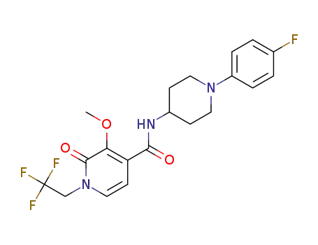 Molecular Structure of 1429217-44-6 (N-(1-(4-fluorophenyl)piperidin-4-yl)-3-methoxy-2-oxo-1-(2,2,2-trifluoroethyl)-1,2-dihydropyridine-4-carboxamide)