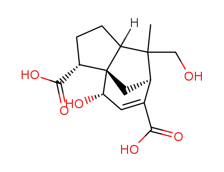 Molecular Structure of 4448-95-7 ((3R,8aα)-2,3,4,7,8,8a-Hexahydro-4β-hydroxy-8β-(hydroxymethyl)-8α-methyl-1H-3aα,7α-methanoazulene-3β,6-dicarboxylic acid)