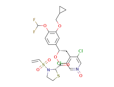 3,5-dichloro-4-((S)-2-(3-(cyclopropylmethoxy)-4-(difluoromethoxy)phenyl)-2-((S)-3-(vinylsulfonyl)thiazolidine-2-carbonyloxy)ethyl)pyridine 1-oxide