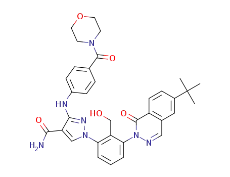 1-[3-(6-tert-butyl-1-oxo-1H-phthalazin-2-yl)-2-hydroxymethyl-phenyl]-3-[4-(morpholine-4-carbonyl)-phenylamino]-1H-pyrazole-4-carboxylic acid amide