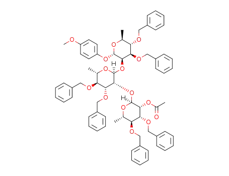 p-methoxyphenyl (2-O-acetyl-3,4-di-O-benzyl-α-L-rhamnopyranosyl)-(1→2)-(3,4-di-O-benzyl-α-L-rhamnopyranosyl)-(1→2)-3,4-di-O-benzyl-α-L-rhamnopyranoside