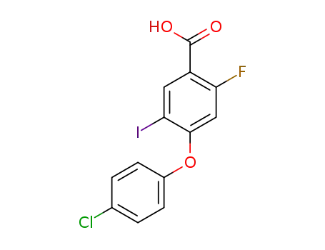 Molecular Structure of 1445862-88-3 (4-(4-chlorophenoxy)-2-fluoro-5-iodobenzoic acid)