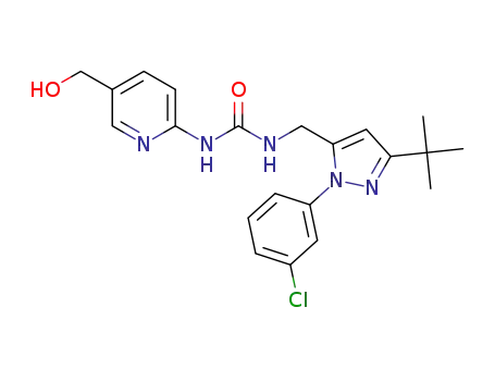 Molecular Structure of 1419601-14-1 (1-((3-tert-butyl-1-(3-chlorophenyl)-1H-pyrazol-5-yl)methyl)-3-(5-(hydroxymethyl)pyridin-2-yl)urea)