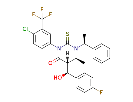 3-(4-chloro-3-(trifluoromethyl)phenyl)-(R)-5-((S)-(4-fluorophenyl)(hydroxy)methyl)-(S)-6-methyl-1-((S)-1-phenylethyl)-2-thioxotetrahydropyrimidin-4(1H)-one